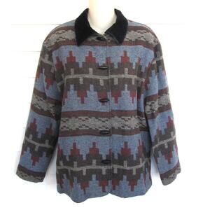 Vintage Western Aztec Print Lightweight Wool Jacket